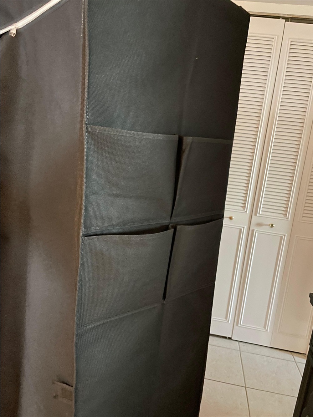 Black Fabric Hanging Organizer with Front Pockets - Home Storage & Organization